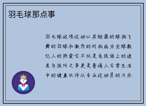 羽毛球那点事